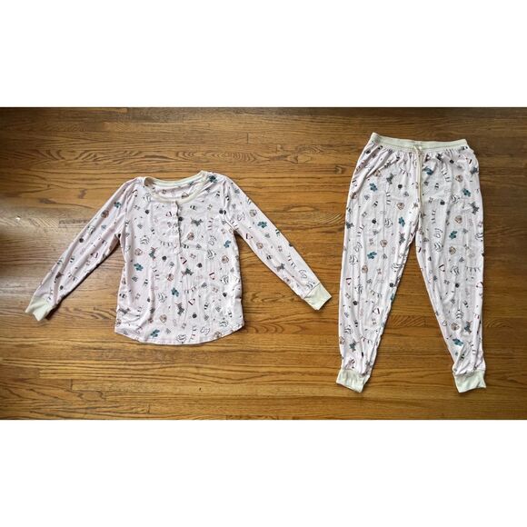 Kate Spade New York Pink Christmas Top and Pants Pajama Set  Women's Size Medium - Picture 2 of 16